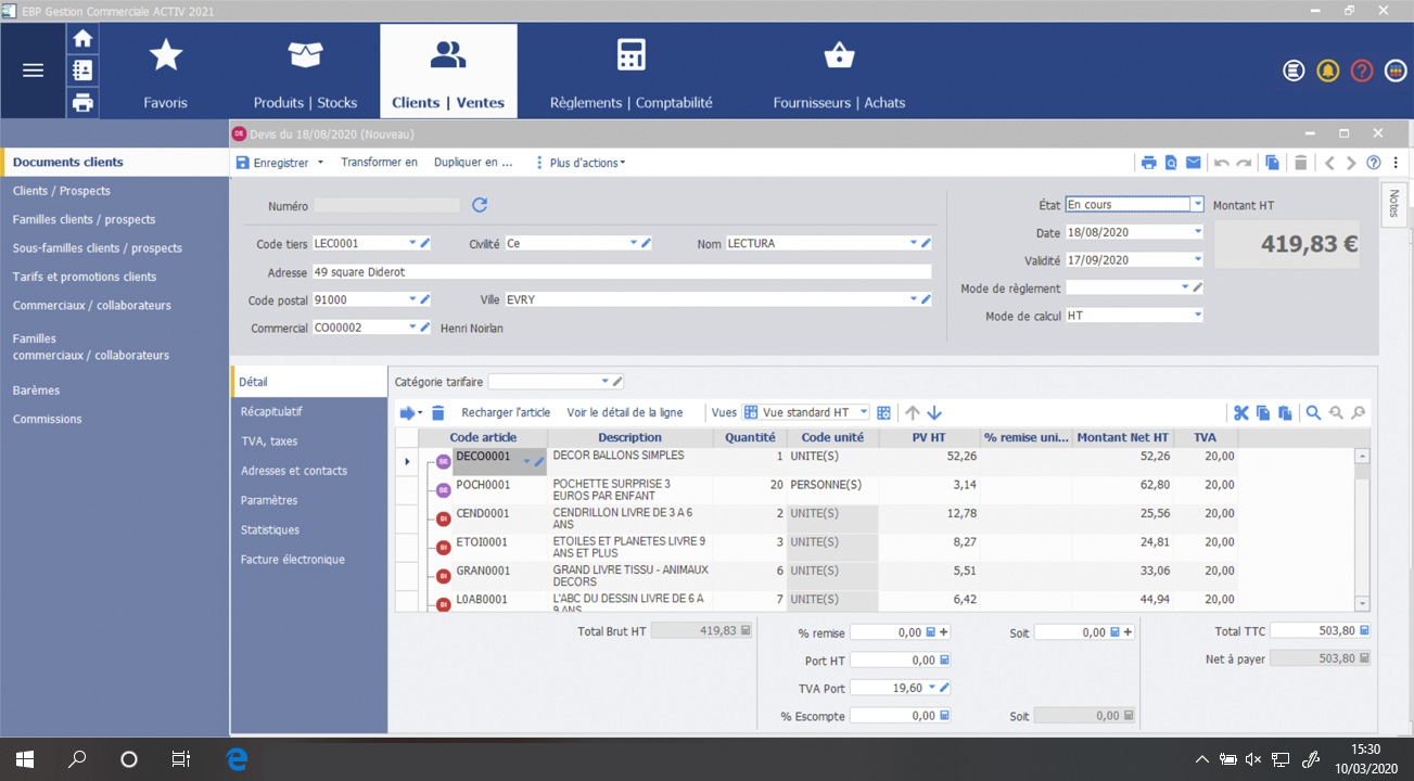 Logiciel De Facturation Solution Ebp Gestion Commerciale Activ