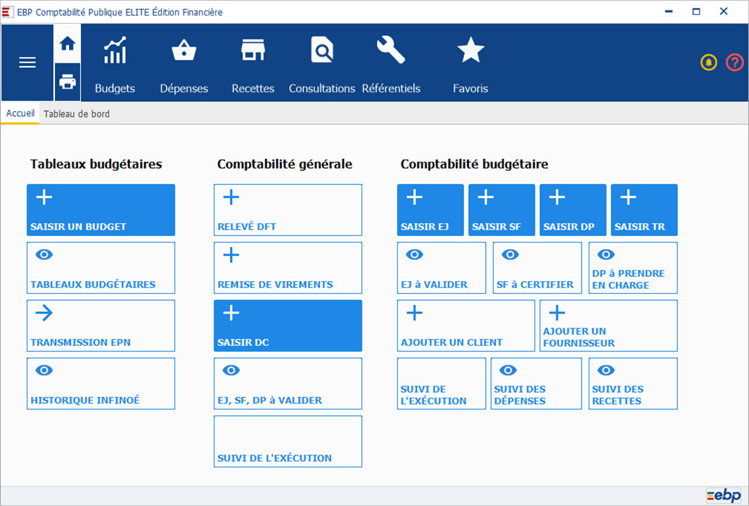 EBP - Logiciel Comptabilité Publique accueil